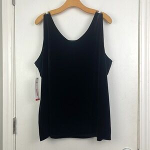 Talbots Plus Size 2X Black Velvet Reversible Tank Top V-Neck Scoop Neck NWT
